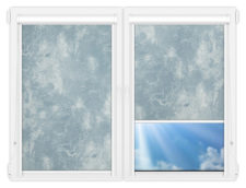 Рулонные кассетные шторы УНИ - Клаудиа-блэкаут-блу на пластиковые окна