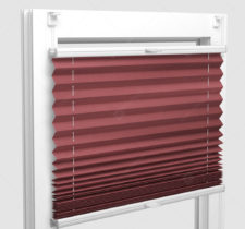Шторы Плиссе - Шайн красный на пластиковые окна